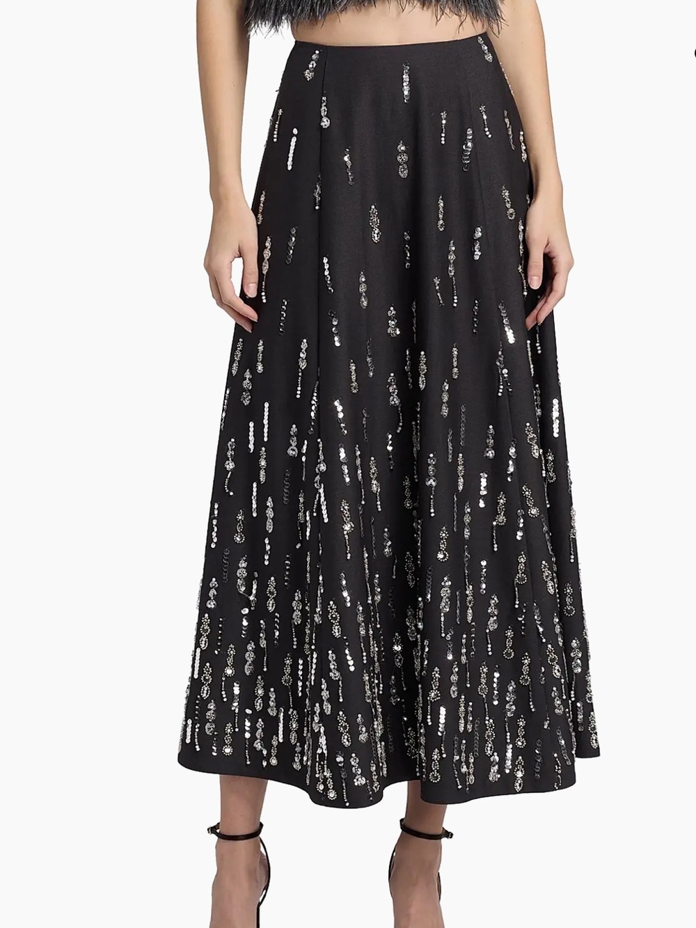 CINQ A SEPT Black Sequin  Skirt